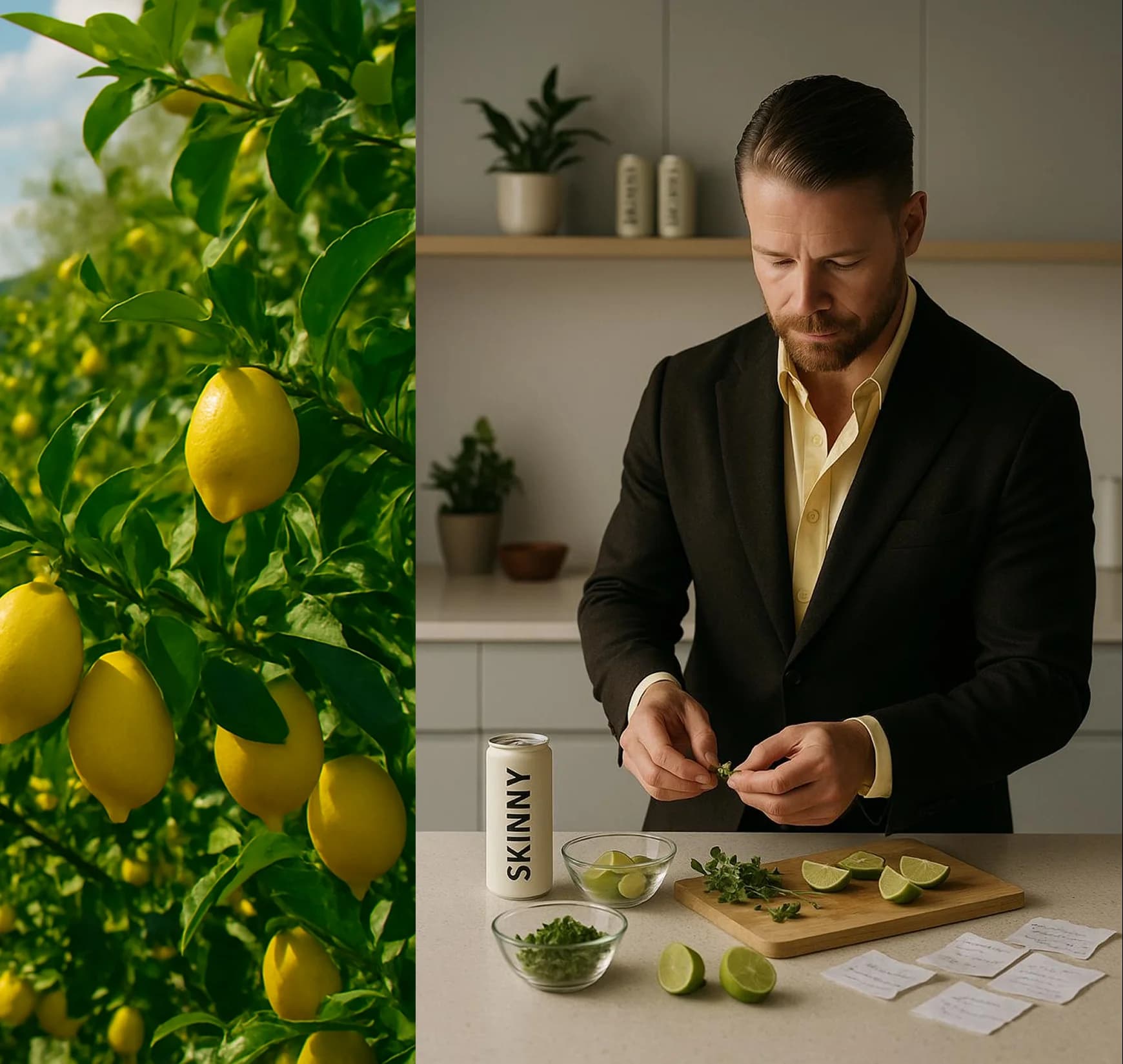 Alek founder brewing Skinny Cans by hand in kitchen